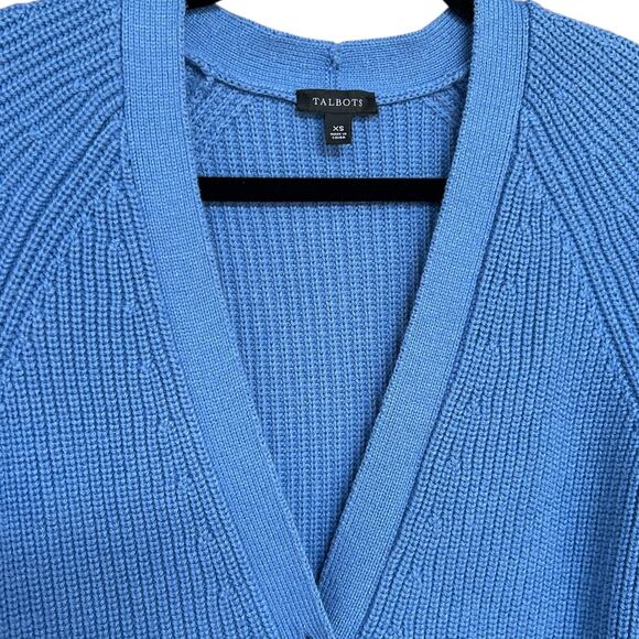 Talbots Women's Cerulean Blue Knit V-Neck Cardigan Sweater Size XS - Picture 3 of 5